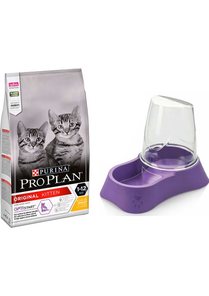 Proplan Kitten Junior Yavru Tavuklu Kedi Maması 3 kg + Evohe Mama Kabı