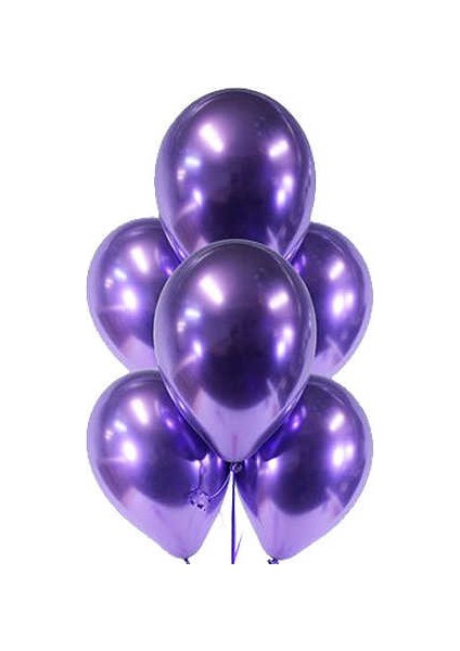 Latex Krom Balon 5'li Mor