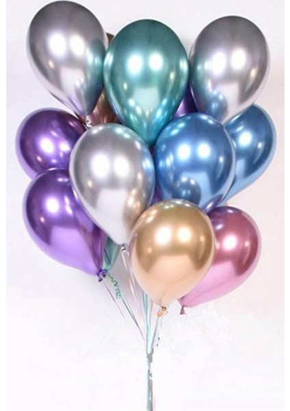 Latex Krom Balon 10'lu Karışık