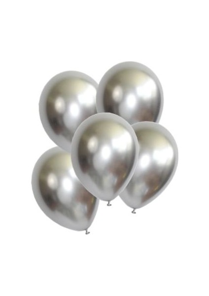 Latex Krom Balon 10'lu Gümüş