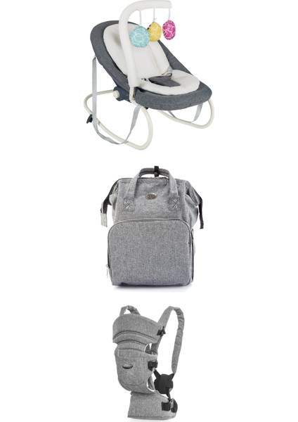 Premium 3'lü Set-Ana Kucağı-Çanta-Kanguru Füme