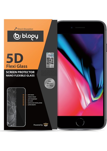 iPhone 8 Plus / 7 Plus Flexi 5D Ekran Koruyucu Black