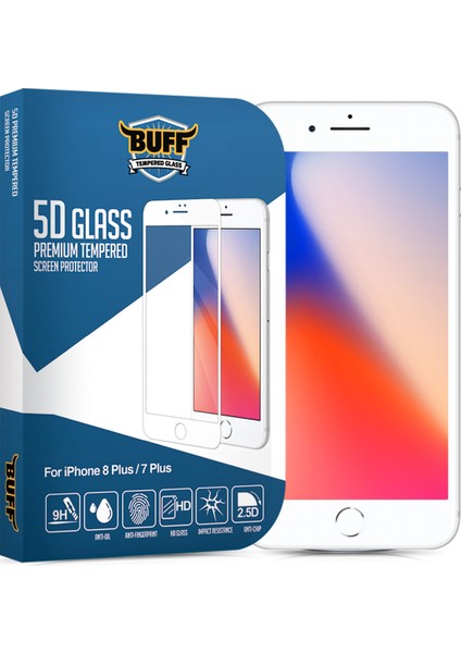 Buff iPhone 8 / 7 5D Glass Ekran Koruyucu White