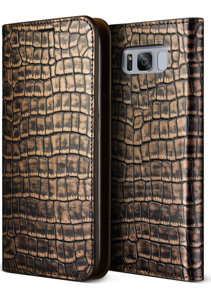 Galaxy S8 Genuine Croco Kılıf Dark Gold