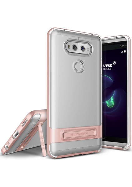 LG V20 ile Uyumlu Crystal Bumper Kılıf Rose Gold