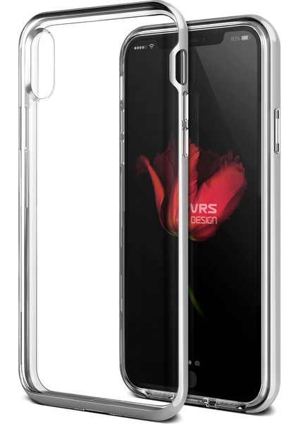 VRS iPhone X Crystal Bumper Kılıf Satin Silver