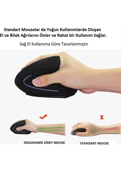 Kablosuz JSY-1 1600DPI Ergonomik Dikey Mouse