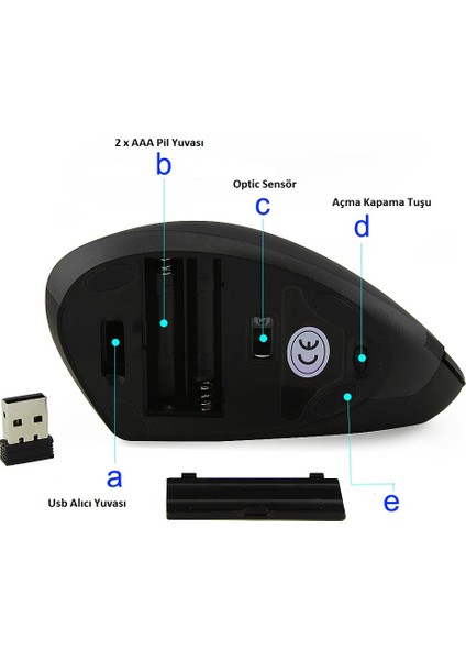 Kablosuz JSY-1 1600DPI Ergonomik Dikey Mouse