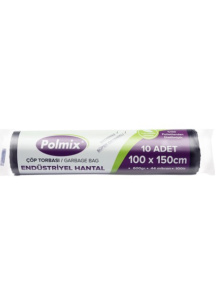 Endüstriyel Hantal Çöp Torbası 100 x 150 cm 5'li