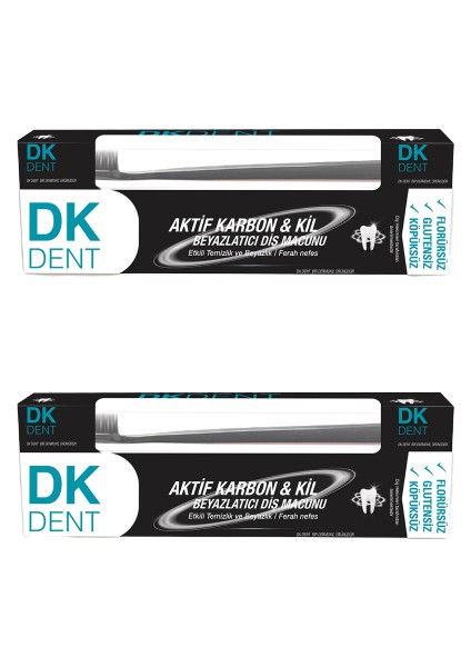 Dk Dent Kil ve Aktif Karbonlu Diş Macunu + Diş Fırçası 75 ml x 2 Adet