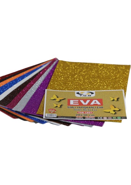 10 Renk A4 Ebatında Simli Yapışkanlı Eva