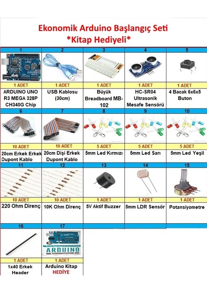 Ekonomik Arduino Başlangıç Seti Kitap Hediyeli modelleri