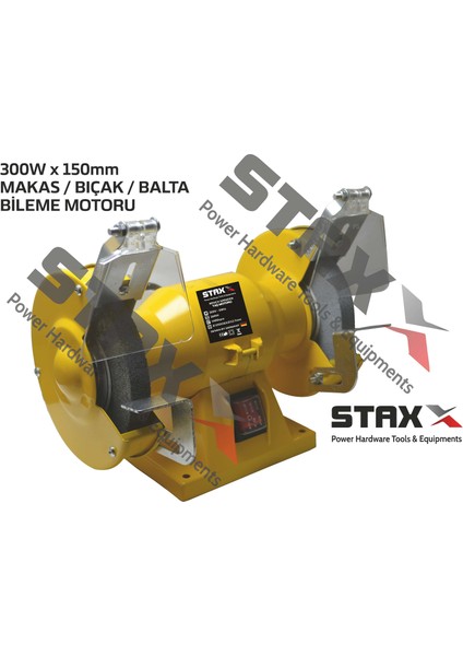 Staxx Power Bıçak Makas Balta Bileme Motoru 300 W Çark Zımpara Bileme Taşı 150 mm