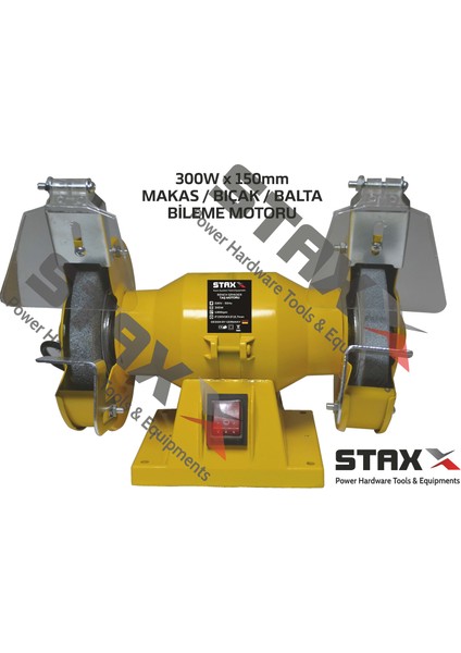 Staxx Power Bıçak Makas Balta Bileme Motoru 300 W Çark Zımpara Bileme Taşı 150 mm