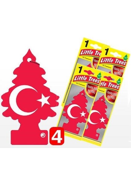 Little Trees Oto Kağıt Koku Türk Bayrağı Ay Yıldız 4 Adet Asma Araba Kokusu