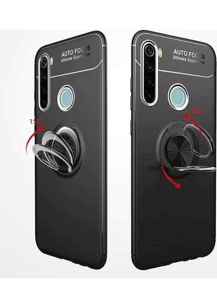 Case 4U Xiaomi Redmi Note 8T Kılıf Ultra Korumalı Manyetik Autofocus Shockprof Ravel Yüzüklü Standlı Slikon Kapak Kırmızı