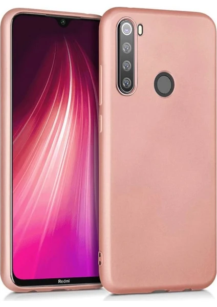 Case 4U Xiaomi Redmi Note 8T Kılıf Klasik Mat Renkli Yumuşak Premier Silikon + Cam Ekran Koruyucu Rose Gold