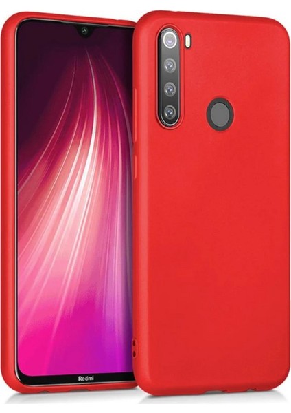 Xiaomi Redmi Note 8T Kılıf Klasik Mat Renkli Yumuşak Premier Silikon + Cam Ekran Koruyucu Kırmızı