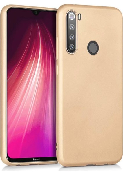 Xiaomi Redmi Note 8T Kılıf Klasik Mat Renkli Yumuşak Premier Silikon + Cam Ekran Koruyucu Altın