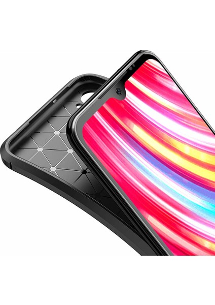 Case 4U Xiaomi Redmi Note 8T Kılıf Rugged Armor Karbon Desenli Lüx Negro Silikon Arka Kapak + Cam Ekran Koruyucu Kahverengi