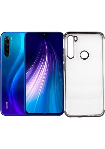 Xiaomi Redmi Note 8T Kılıf 4 Köşe Renkli Lazer Silikon Arka Kapak - Glitter Siyah