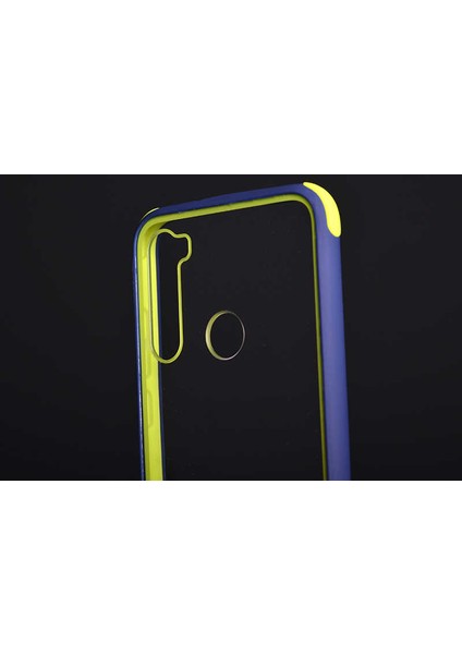 Case 4U Xiaomi Redmi Note 8 Kılıf Darbeye Dayanıklı Renkli Kenar Tiron Arka Kapak Lacivert - Yeşil