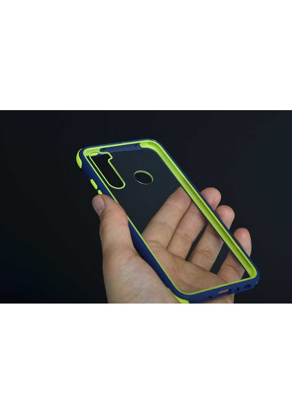 Case 4U Xiaomi Redmi Note 8 Kılıf Darbeye Dayanıklı Renkli Kenar Tiron Arka Kapak Lacivert - Yeşil