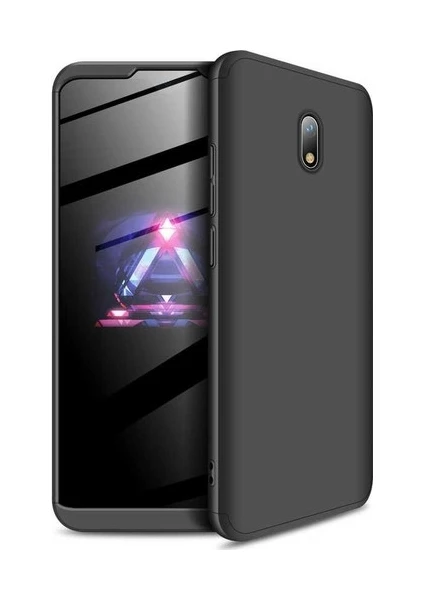 Case 4U Xiaomi Redmi 8A Kılıf 3 Parçalı Tam Koruma Sert Mika Ays Kapak Siyah