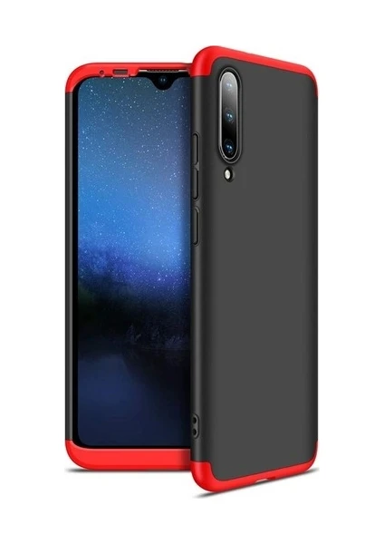 Case 4U Xiaomi Mi A3 Kılıf 3 Parçalı Tam Koruma Sert Mika Ays Kapak Siyah Kırmızı