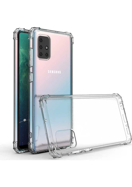 Case 4U Samsung Galaxy A71 Uyumlu Darbe Emici Silikon Kılıf Şeffaf