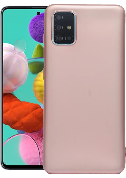 Case 4U Samsung Galaxy A51 Kılıf Klasik Mat Renkli Yumuşak Premier Silikon + Cam Ekran Koruyucu Rose Gold