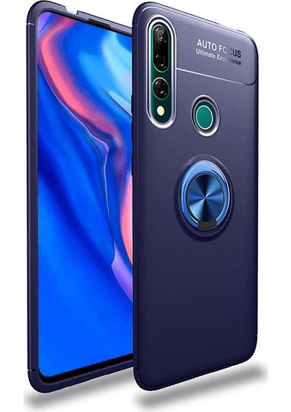 Honor 9X - Huawei Y9 Prime 2019 Kılıf Ultra Korumalı Manyetik Autofocus Shockprof Ravel Yüzüklü Standlı Slikon Kapak Arka Kapak Lacivert