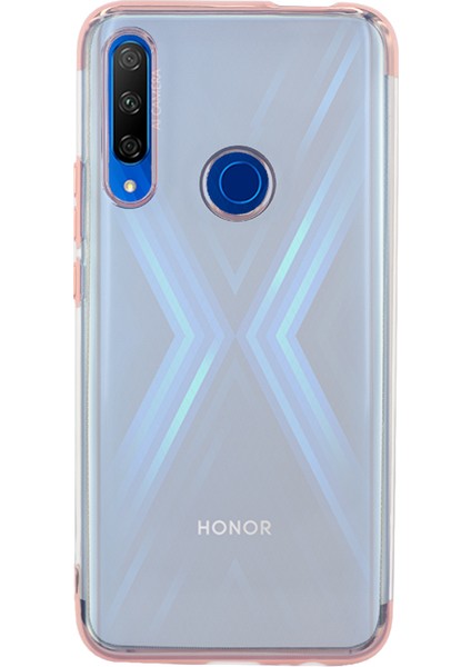 Honor 9X - Huawei Y9 Prime 2019 Kılıf 4 Köşe Renkli Lazer Silikon Arka Kapak - Glitter Rose Gold