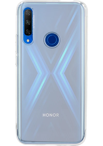 Case 4U Honor 9X - Huawei Y9 Prime 2019 Kılıf 4 Köşe Renkli Lazer Silikon Arka Kapak - Glitter Gümüş