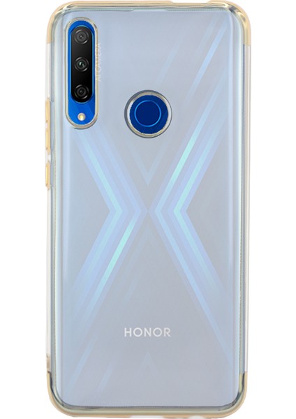 Honor 9X - Huawei Y9 Prime 2019 Kılıf 4 Köşe Renkli Lazer Silikon Arka Kapak - Glitter Altın