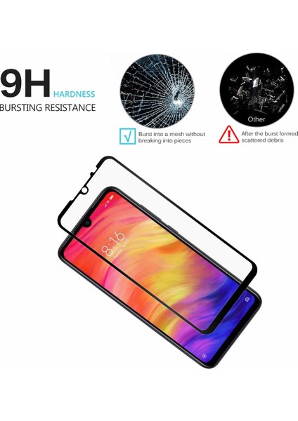 Case 4U Honor 8S - Huawei Y5 2019 Tam Kaplayan Tamperli Cam Ekran Koruyucu Curved Kırılmaz Kenar Siyah