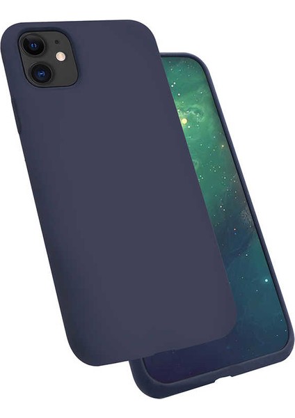 Apple iPhone 11 Kılıf Silk Silikon + Cam Ekran Koruyucu Lacivert fiyatları