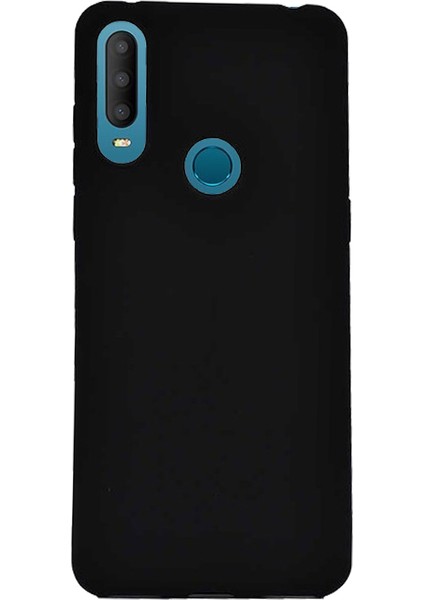 Alcatel 3X 2019 Kılıf Klasik Mat Renkli Yumuşak Premier Silikon + Cam Ekran Koruyucu Siyah