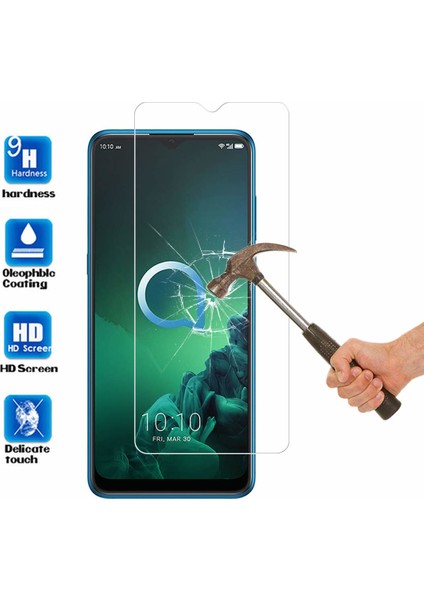 Alcatel 3X 2019 Kılıf Klasik Mat Renkli Yumuşak Premier Silikon + Cam Ekran Koruyucu Siyah indirimleri