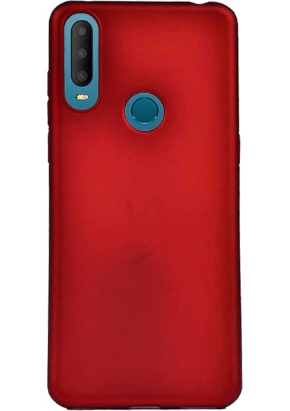 Alcatel 3X 2019 Kılıf Klasik Mat Renkli Yumuşak Premier Silikon + Cam Ekran Koruyucu Kırmızı