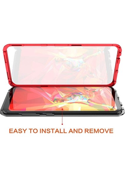 Galaxy S9 Mıknatıslı 360 Koruma Arkası Cam Metal Frame Kılıf - Kırmızı fırsatları