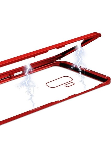 Galaxy S9 Mıknatıslı 360 Koruma Arkası Cam Metal Frame Kılıf - Kırmızı indirimleri