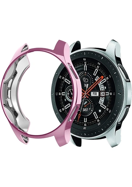 Samsung Watch 46 mm Lazer Kaplama Slim Silikon Bumber Kılıf - Pembe