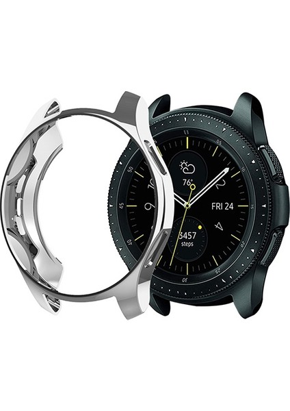 Samsung Watch 46 mm Lazer Kaplama Slim Silikon Bumber Kılıf - Gümüş