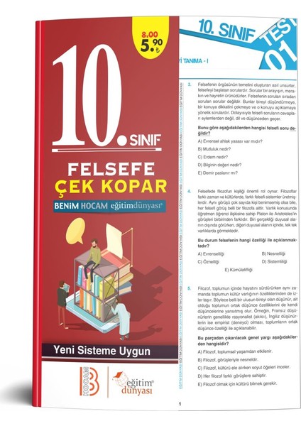 Eğitim Dünyası & Benim Hocam Yayınları - 10. Sınıf Felsefe Çek Kopar Yaprak Test