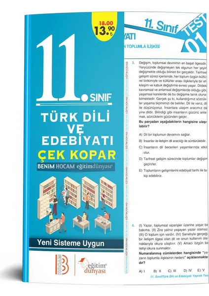 Eğitim Dünyası & Benim Hocam Yayınları - 11. Sınıf Türk Dili ve Edebiyatı Çek Kopar Yaprak Test