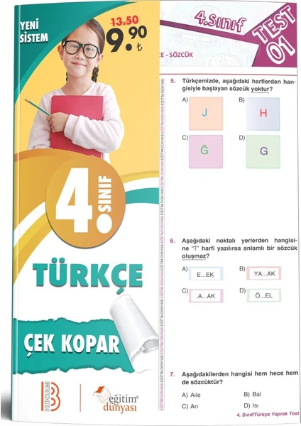 Eğitim Dünyası & Benim Hocam Yayınları - 4. Sınıf Türkçe Çek Kopar Yaprak Test