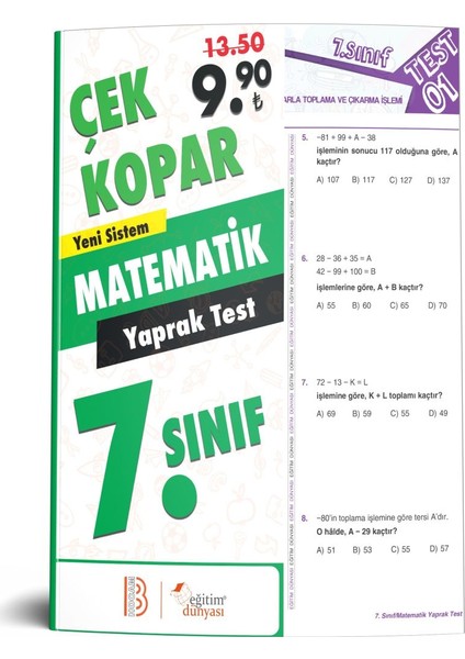 Eğitim Dünyası & Benim Hocam Yayınları - 7. Sınıf Matematik Çek Kopar Yaprak Test