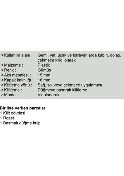 Basmalı Kilit Kapak ve Çekmece Kilidi modelleri