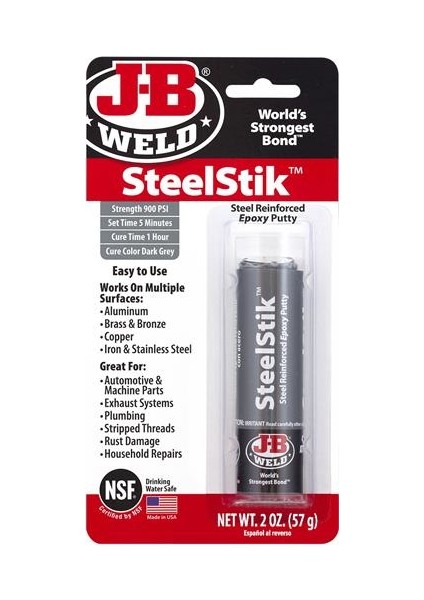 JB Weld Stik Weld Güçlü Çiftli Epoksi Hamur Yapıştırıcı Delik Tıkayıcı Döküm Dolgulu